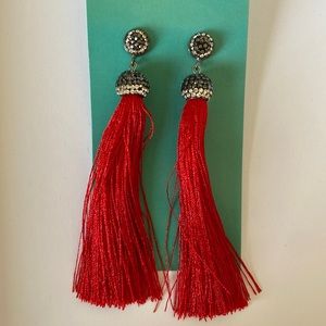 ‼️‼️‼️Gorgeous Red Tassel Earrings with Crystals ‼️‼️‼️